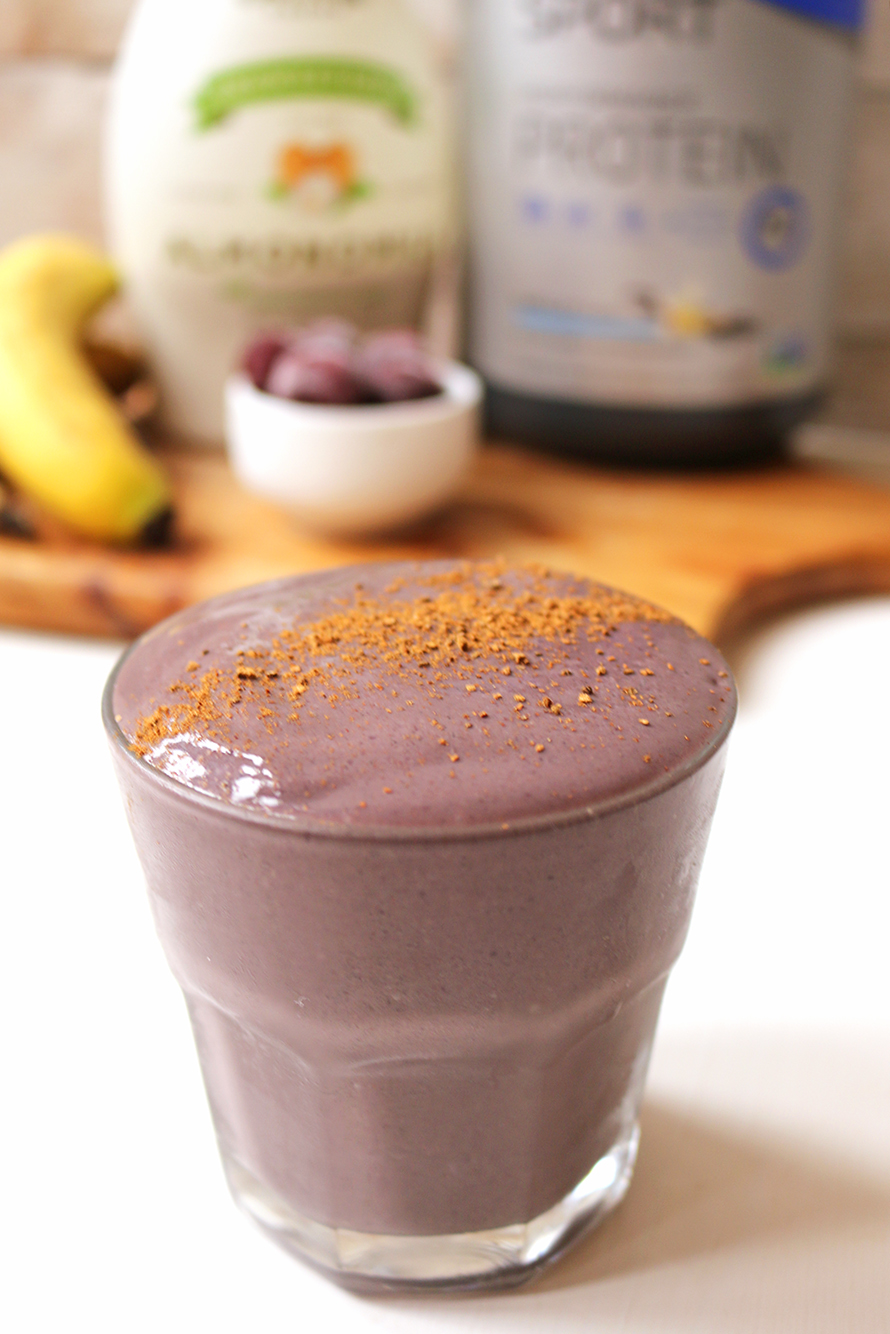 Cherry Pie Protein Smoothie - One Arab Vegan